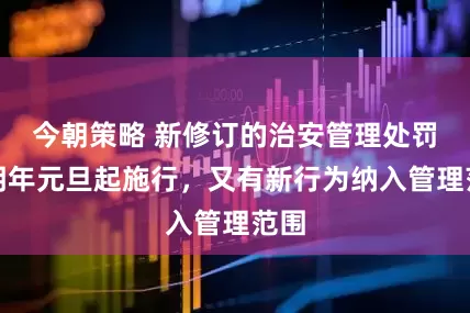 今朝策略 新修订的治安管理处罚法明年元旦起施行，又有新行为纳入管理范围